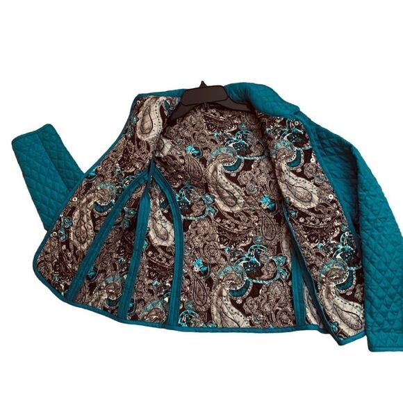 Briggs New York Teal Quilted Snap Front Jacket Size Medium - Picture 2 of 7